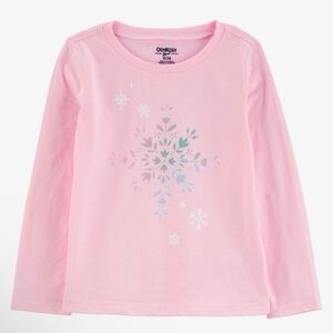 2T Pink Snowflake Long Sleeve Kids Shirt